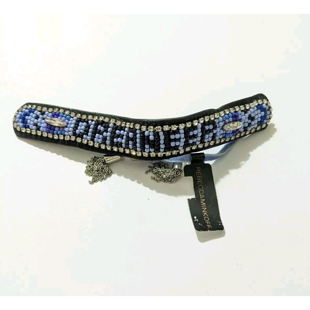 Rebecca Minkoff Dreamer (MISSPELLED) Seed Bead Leather Blue Multi Bracelet New